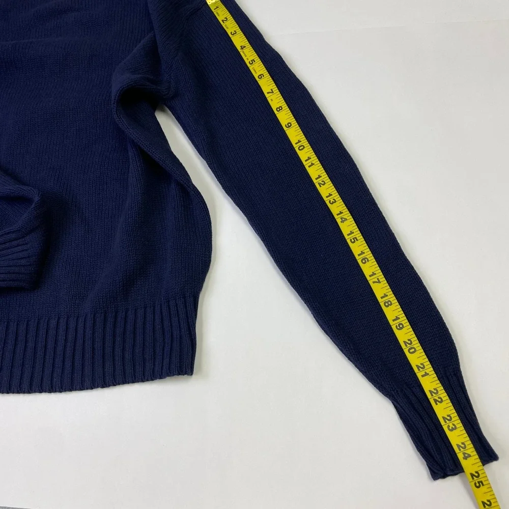 VTG Polo Ralph Lauren Mens Navy Blue Cotton Crewneck Sweater L Red Pony Logo